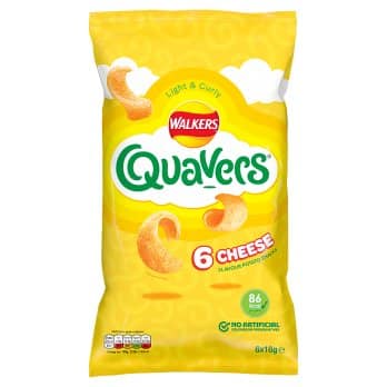 quavers x6 Walkers Quavers Cheese Multipack Snacks 6x16g – Image 1