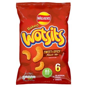 wotsit x6 Wotsits Sweet & Spicy Crisps 6x16g – Image 1